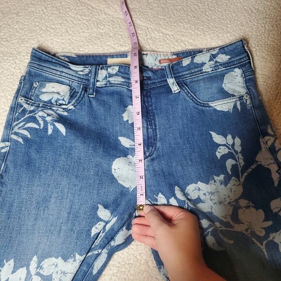 Pilcro Anthropologie Slim Boyfriend Crop Floral Motif Jeans Women's Size 27 - Picture 13 of 14